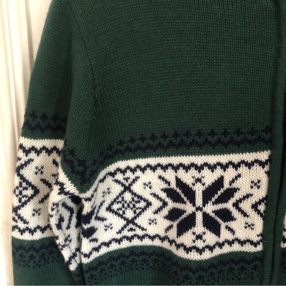 Vintage  Cozy Coastal Cottagecore Nordic Zip Up Hooded  Cardigan Medium - Picture 3 of 8